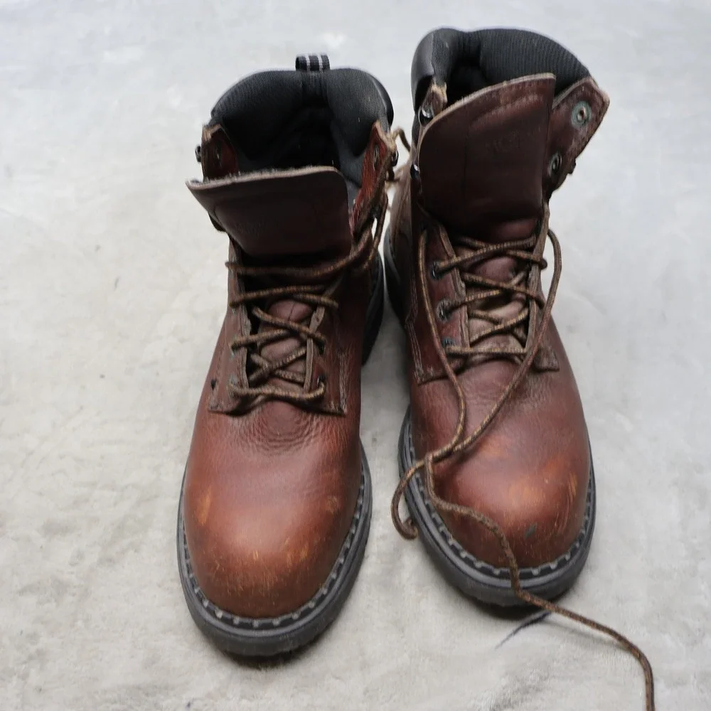 Red Wing Mens 7 E2 Work Boots Brown Leather Rugged 6-Inch SuperSole Logger Wide‎